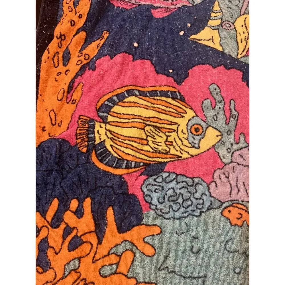 Cecil Saydah Vintage Beach Towel Tropical Fish Ocean Sea Life Coral Reef